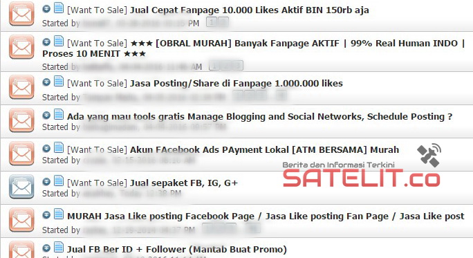 SEJUMLAH netizen yang menjual akun jejaring sosial di forum online.