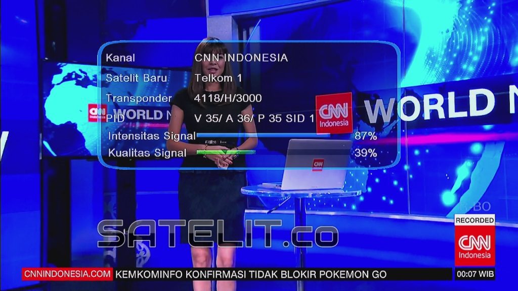 SINYAL CNN Indonesia di Telkom 1 sedikit pelit, namun masih mudah didapatkan.
